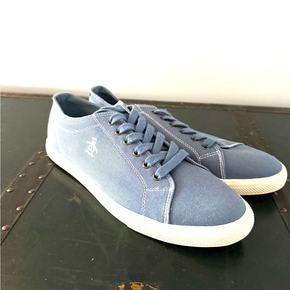 Original Penguin Men's Sam Stripe Classic Light Blue Canvas Shoes New Men’s 12